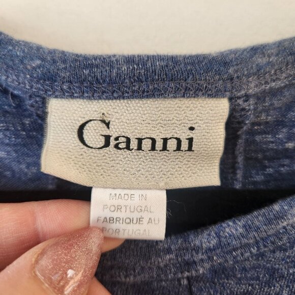 Ganni Blue Stretch Jersey Knit Fit and Flare Twirl Dress Women's Size M - Picture 5 of 7